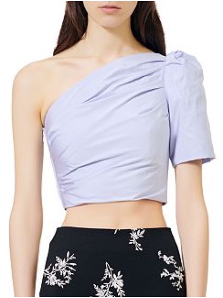 Maje One-Shoulder Lilac Crop Top